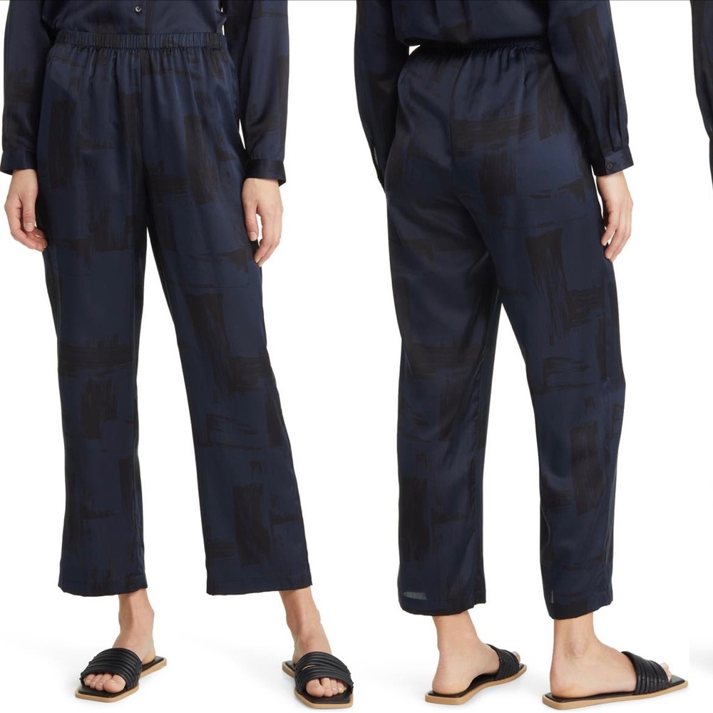 Eileen Fisher Brushstroke Print Silk Pants
